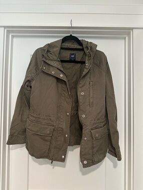 GAP Olive Green Hooded Utility Jacket